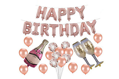 Happy Birthday Folie Ballon Rose Guld Sæt