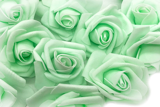 Kunstige Blomster 7cm Rose kroner Lysegrøn 20 stk.