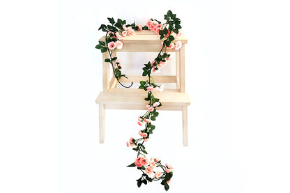 Kunstige Blomsterranke M/Lyserød Små Rose