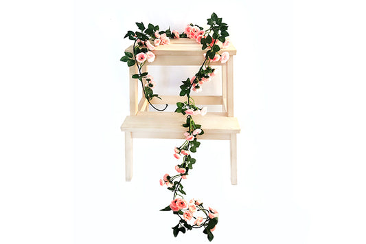 Kunstige Blomsterranke M/Lyserød Små Rose
