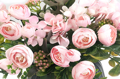 Kunstige Blomsterbuket Camellia Hortensia Lyserød-KB1021