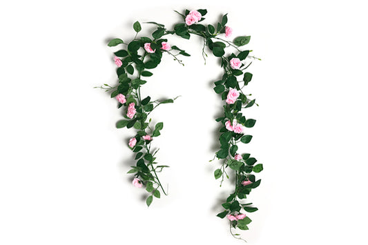 Kunstige Blomster Ranke Naturtro Rose Lyserød
