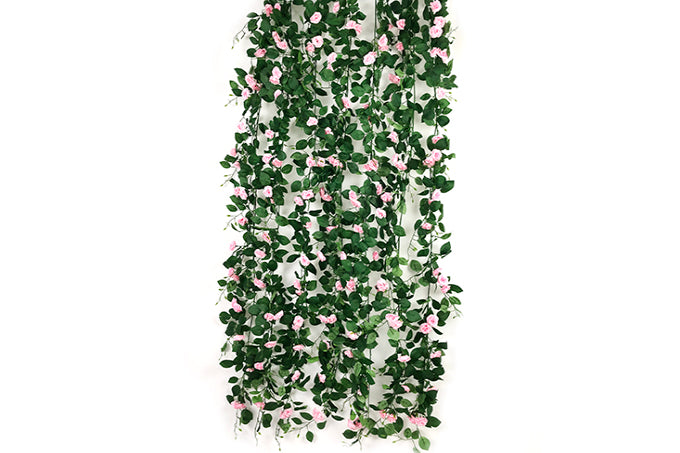 Kunstige Blomster Ranke Naturtro Rose Lyserød