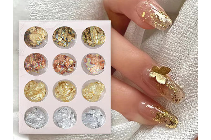 Nail Art Guld Sølv Rose Guld Folie Negle 12 stk. - Pak