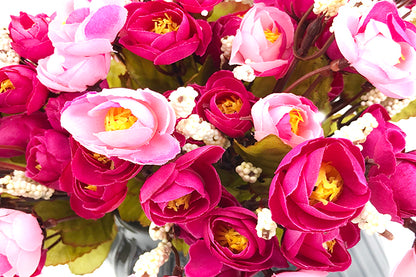 Kunstig Kamelia Rose Buket Pink