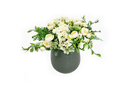 Kunstige Blomsterbuket Camellia Hortensia Gul