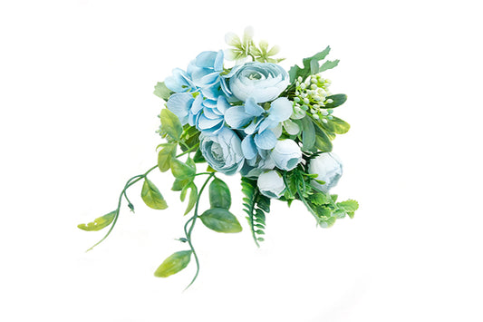 Kunstige Blomsterbuket Camellia Hortensia Blå-KB1022
