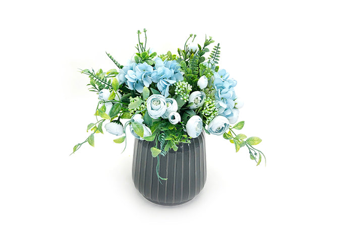 Kunstige Blomsterbuket Camellia Hortensia Blå-KB1022