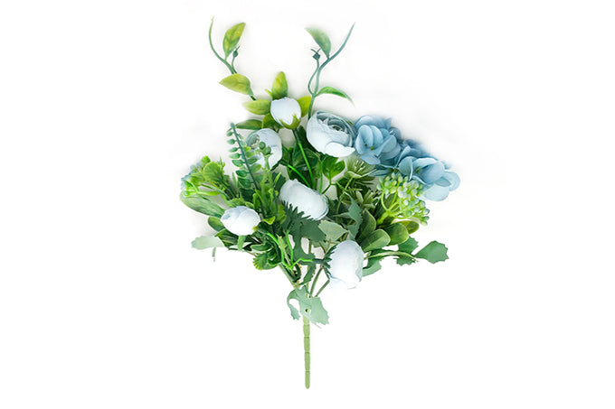 Kunstige Blomsterbuket Camellia Hortensia Blå-KB1022