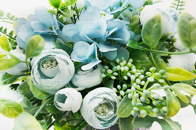 Kunstige Blomsterbuket Camellia Hortensia Blå-KB1022