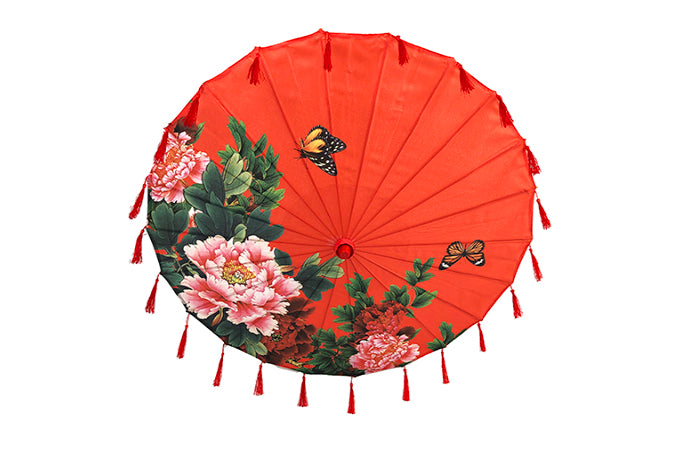 Japansk Silke Paraply Rød