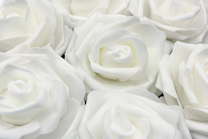 Kunstige Blomster Rose kroner 12cm Hvid 10 stk.