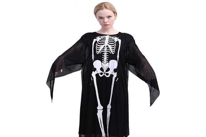 Skelet Kostume Tøj Spøgelse Kappe Skelet frakke