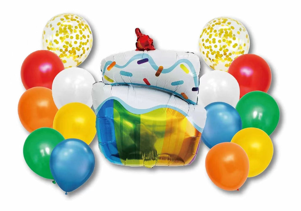 Fødselsdag Kage Ballon Sæt Multicolor