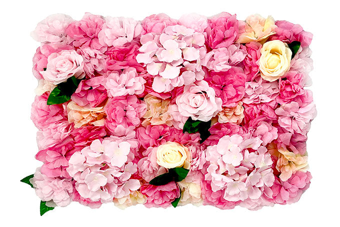 Kunstige Blomstervæg Pink, Lyserød, Champagne M/Grøn Blader