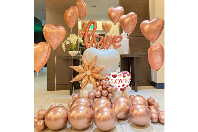 Valentinsdag Love Ballon Sæt Rose Guld