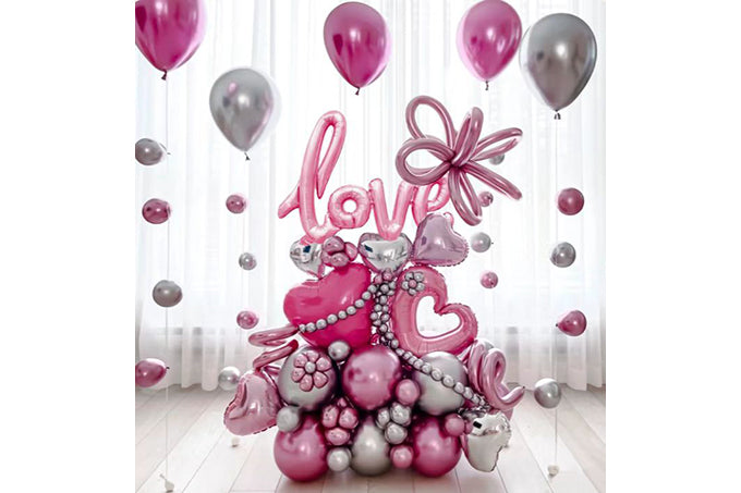 Valentinsdag Love Ballon Sæt Lyserød