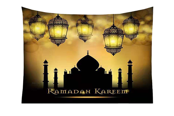 Ramadan Hængende Tæppe, Gardin, Dug/Guld/Sort
