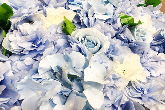 Kunstige Blomstervæg Blå M/Rose