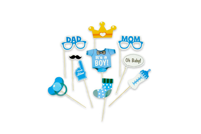 Blå Baby Shower Foto Rekvisitter