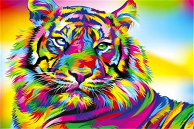 5D Diamant Maleri Fulddækkende 30cmx30cm Multifarvet Tiger