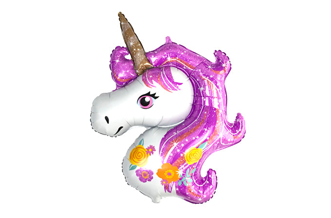 Unicorn / Enhjørning Alu Folie Ballon Lyserød